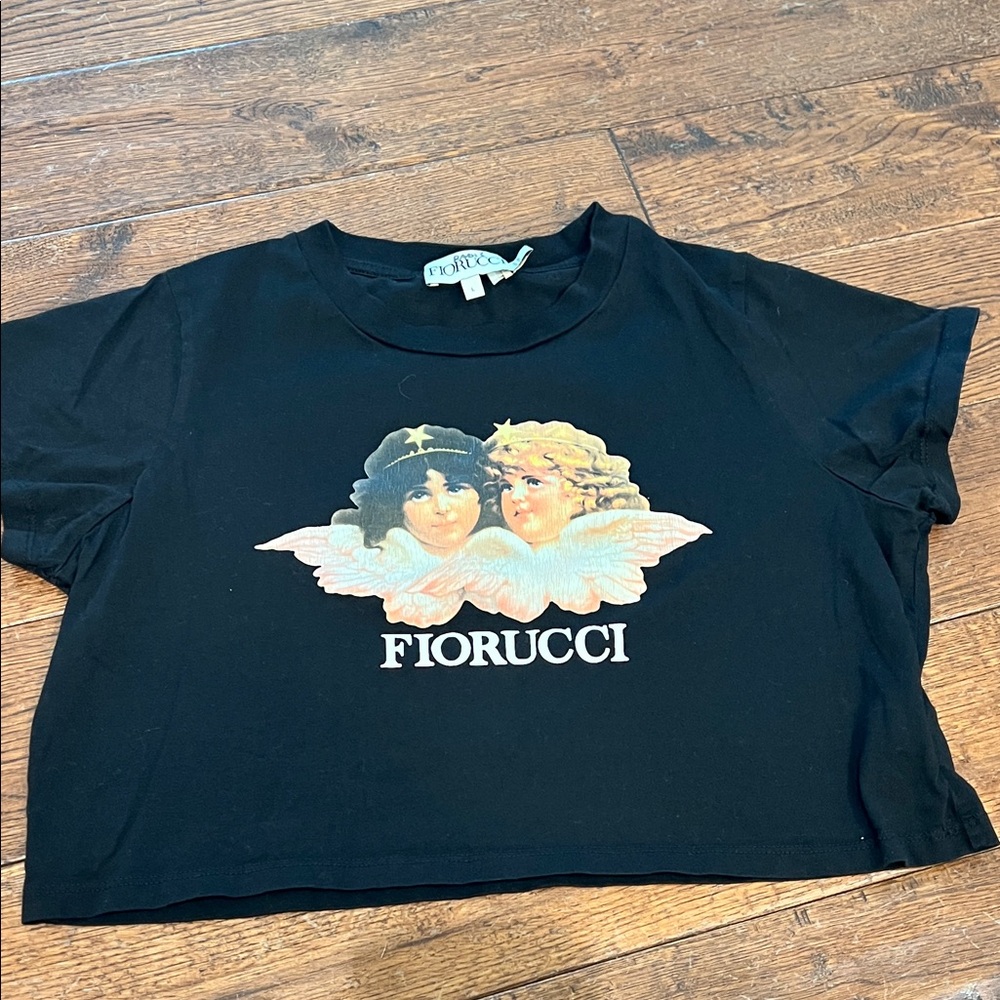Fiorucci Black Angel Graphic Crop Top